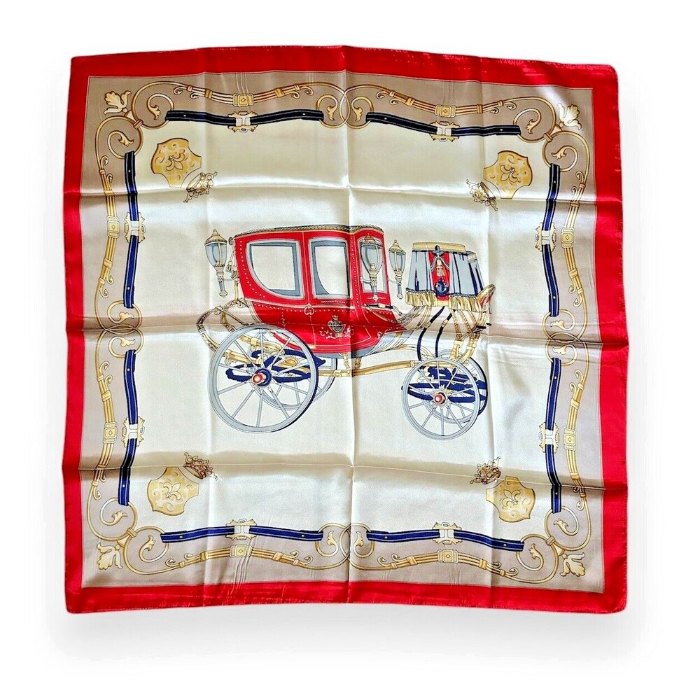 Red Edges Square Head Scarf 35” X 35” Women Tie Headscarf Scarve Beige Fashion